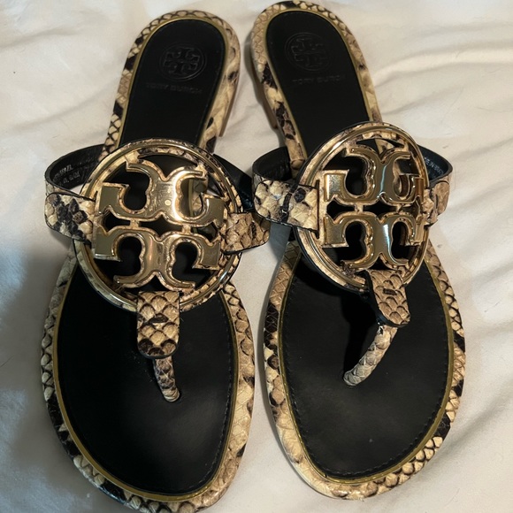 Tory Burch Shoes - Tory Burch Metal Miller Snakeskin Desert Roccia Size 6.5